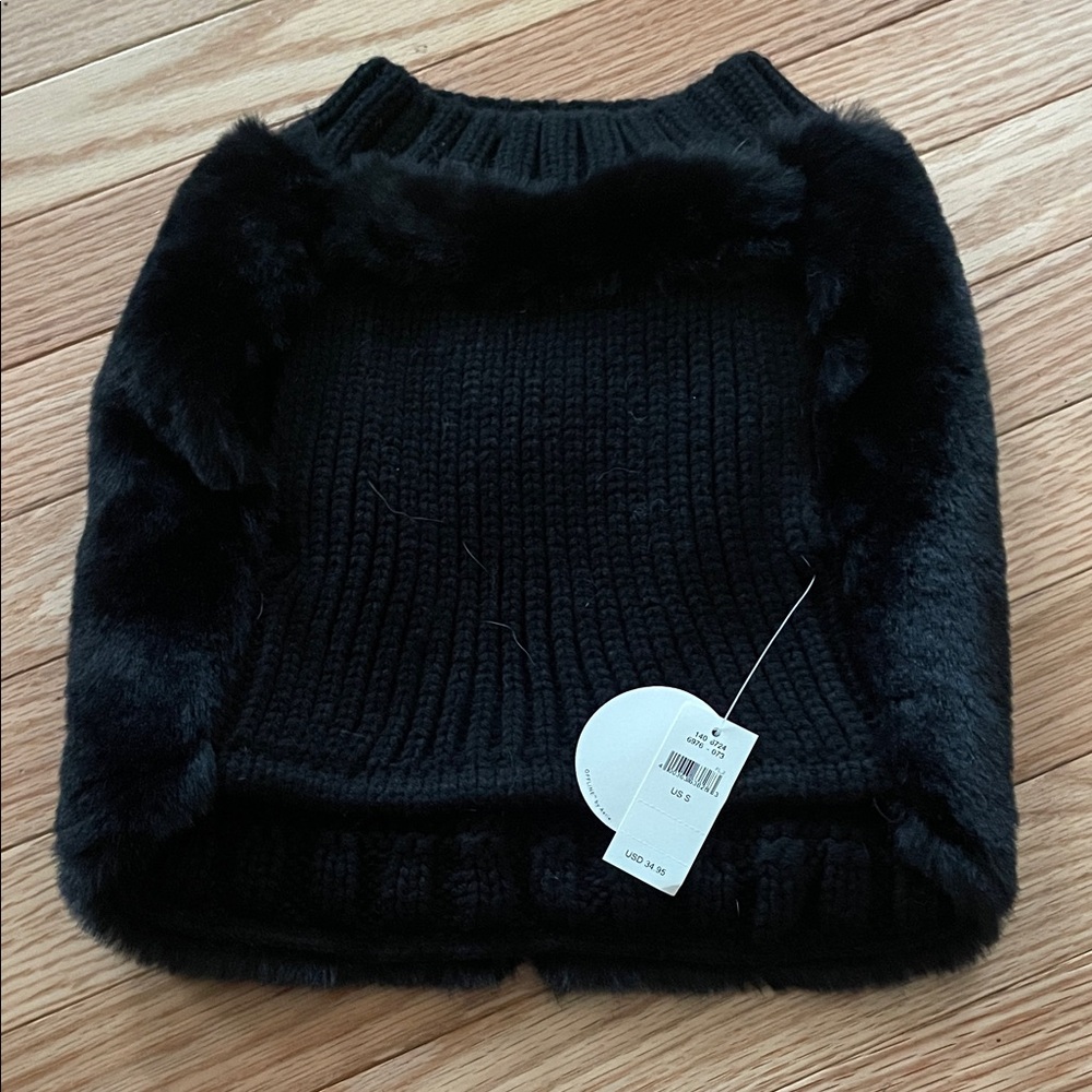 Black Fur-Trimmed dog Sweater